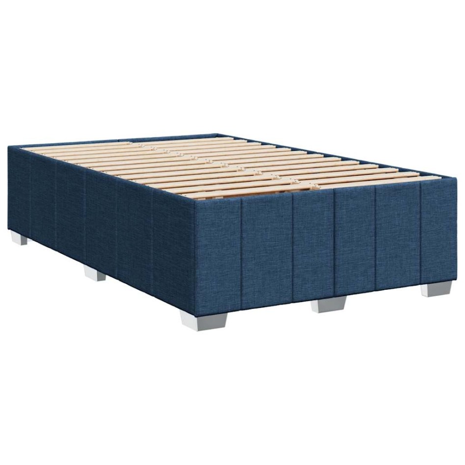 Cama box spring con colchón tela azul 120x200