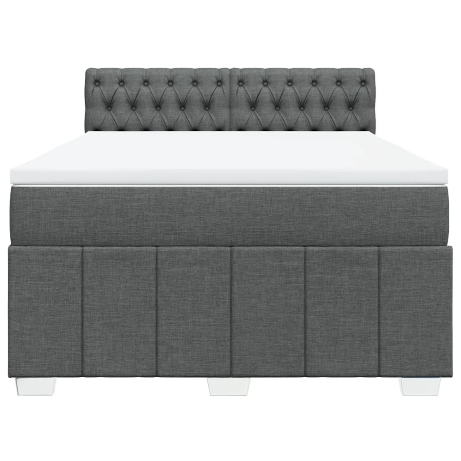 Cama box spring con colchón tela gris oscuro 160x200