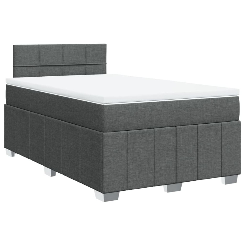 Cama box spring con colchón tela gris oscuro 120x200