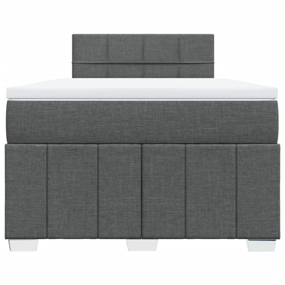 Cama box spring con colchón tela gris oscuro 120x200