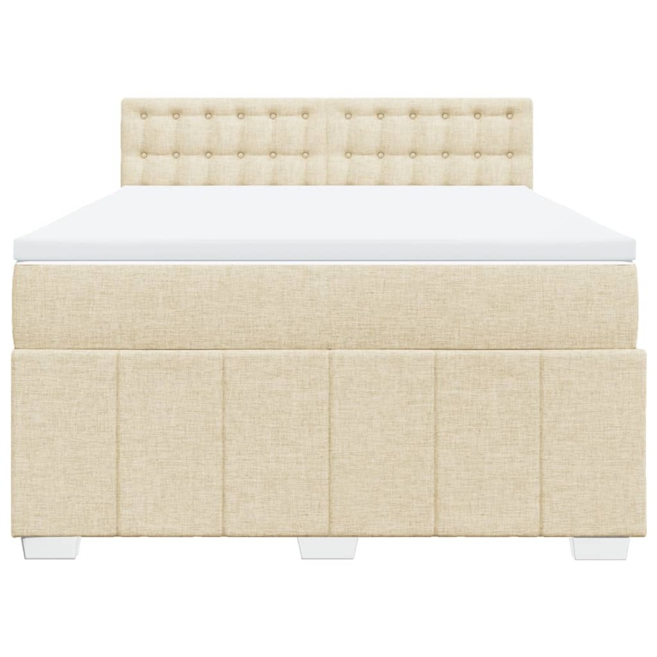 Cama box spring con colchón tela color crema 160x200