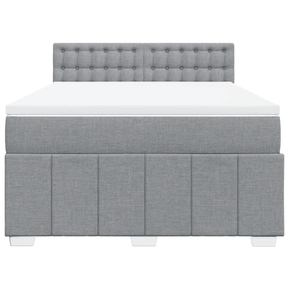 Cama box spring con colchón tela gris claro 160x200