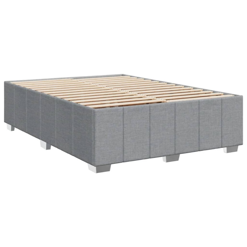 Cama box spring con colchón tela gris claro 160x200