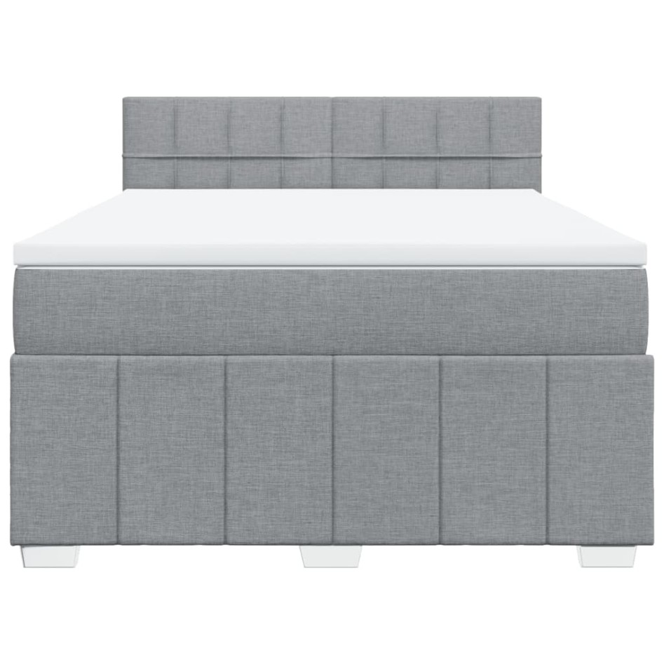 Cama box spring con colchón tela gris claro 160x200