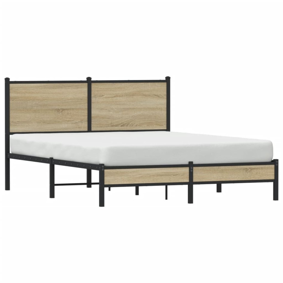 Estructura de cama sin colchón metal roble Sonoma 140x200