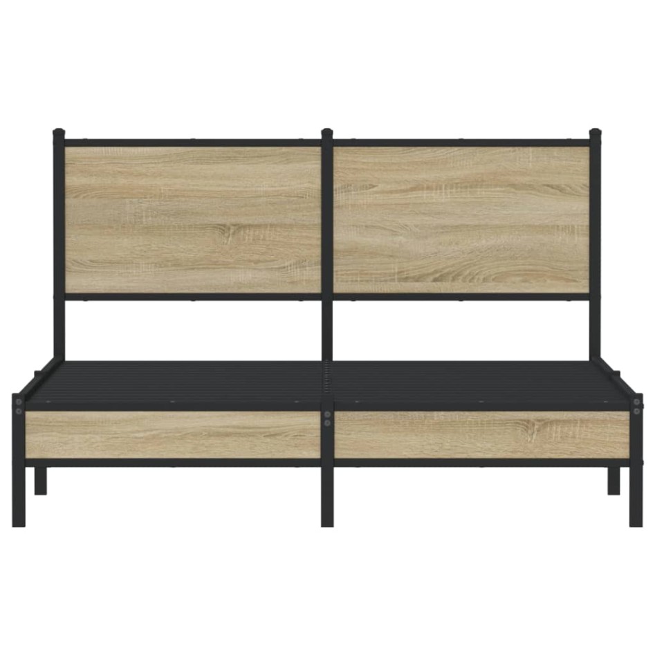 Estructura de cama sin colchón metal roble Sonoma 140x200