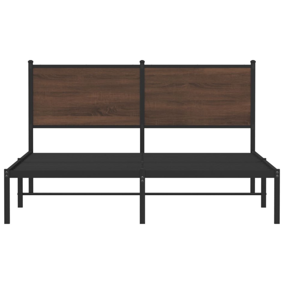 Estructura de cama sin colchón metal marrón roble 140x200