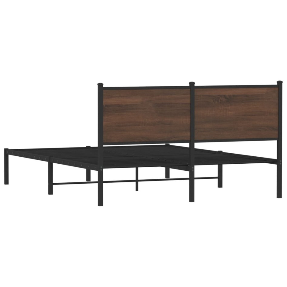 Estructura de cama sin colchón metal marrón roble 140x200