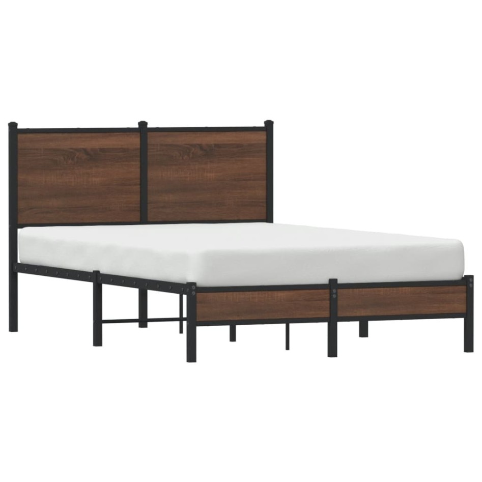 Estructura de cama sin colchón metal marrón roble 120x190