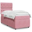 Cama box spring con colchón terciopelo rosa 80x200 cm
