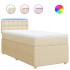 Cama box spring con colchón tela color crema 90x200