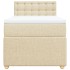 Cama box spring con colchón tela color crema 90x200