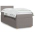 Cama box spring con colchón tela gris taupe 100x200