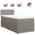 Cama box spring con colchón tela gris taupe 100x200