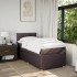 Cama box spring con colchón tela marrón oscuro 100x200