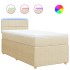 Cama box spring con colchón tela color crema 100x200