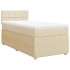 Cama box spring con colchón tela color crema 100x200
