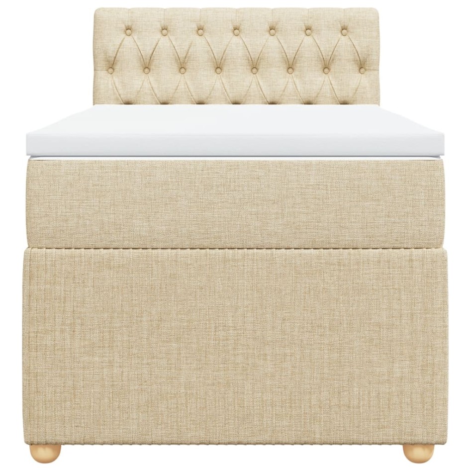 Cama box spring con colchón tela color crema 100x200