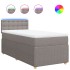 Cama box spring con colchón tela gris taupe 100x200