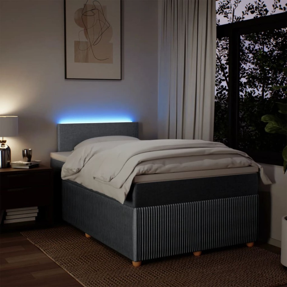 Cama box spring con colchón tela gris claro 120x200