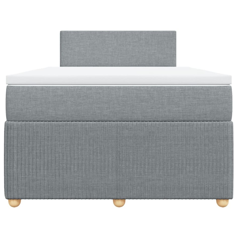 Cama box spring con colchón tela gris claro 120x200