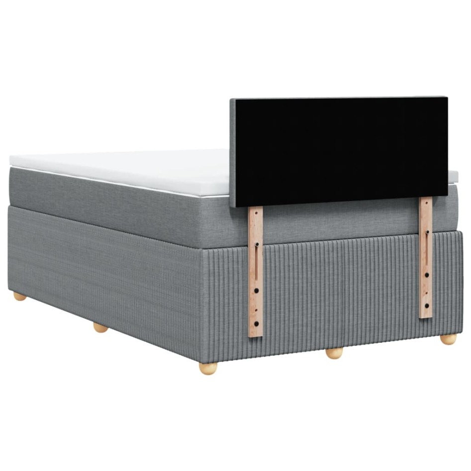 Cama box spring con colchón tela gris claro 120x200