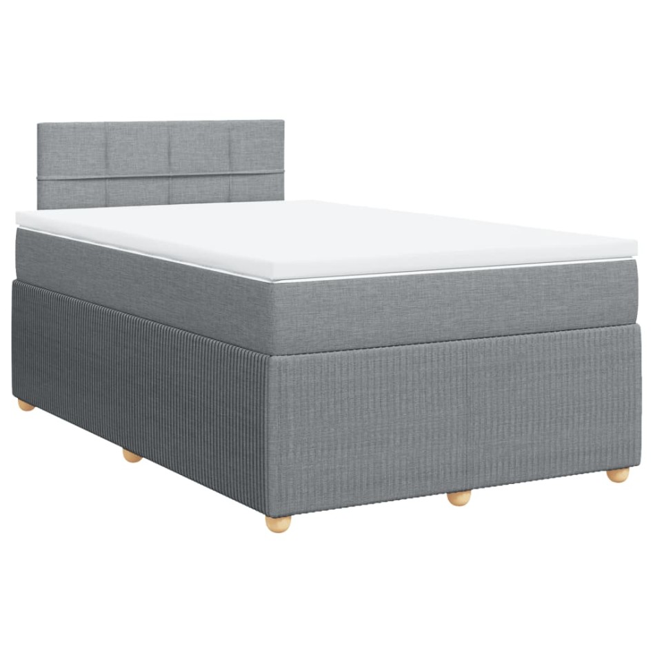 Cama box spring con colchón tela gris claro 120x200