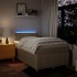 Cama box spring con colchón tela color crema 120x200