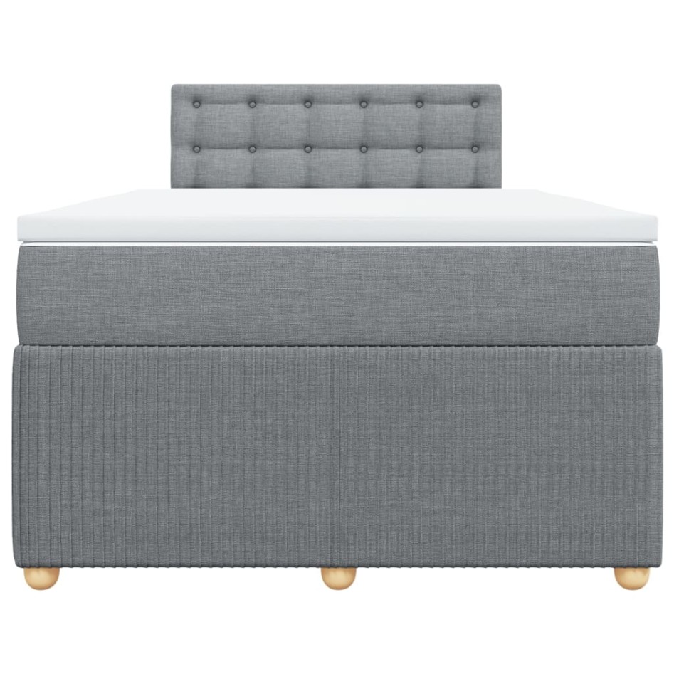 Cama box spring con colchón tela gris claro 120x200