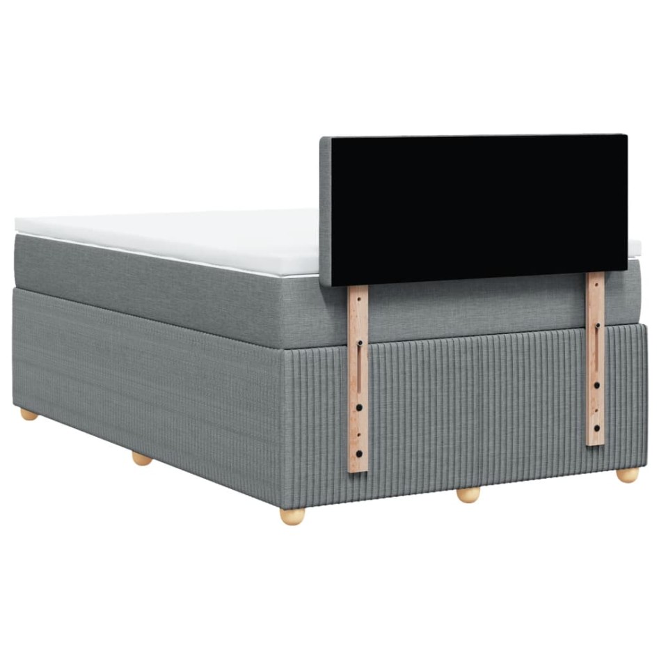 Cama box spring con colchón tela gris claro 120x200
