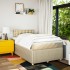Cama box spring con colchón tela color crema 120x200