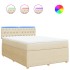Cama box spring con colchón tela color crema 140x190