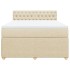 Cama box spring con colchón tela color crema 140x190