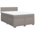 Cama box spring con colchón tela gris taupe 140x200