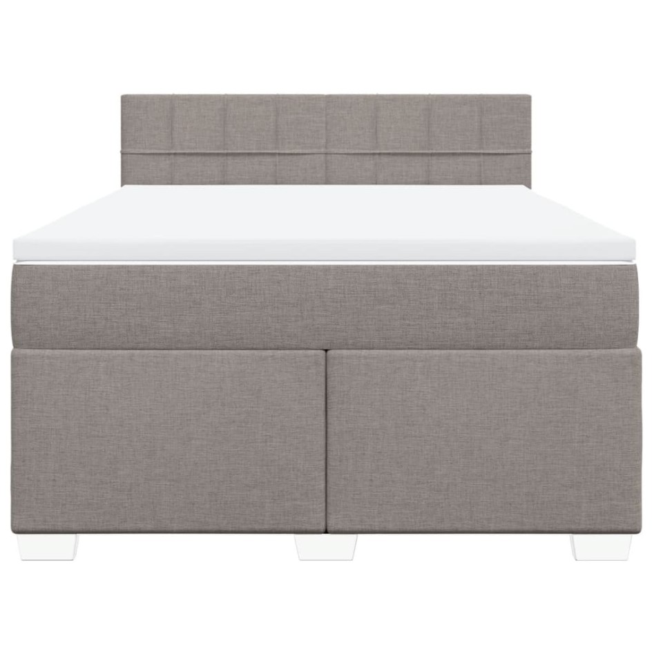 Cama box spring con colchón tela gris taupe 160x200