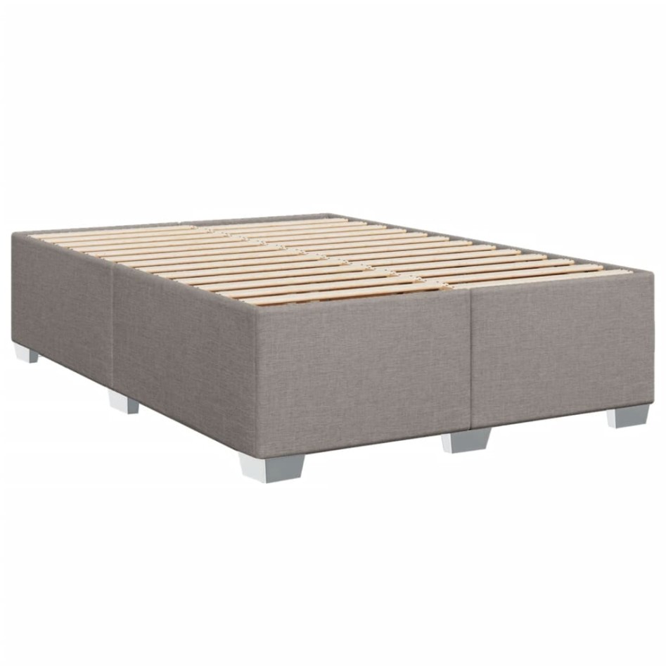 Cama box spring con colchón tela gris taupe 160x200