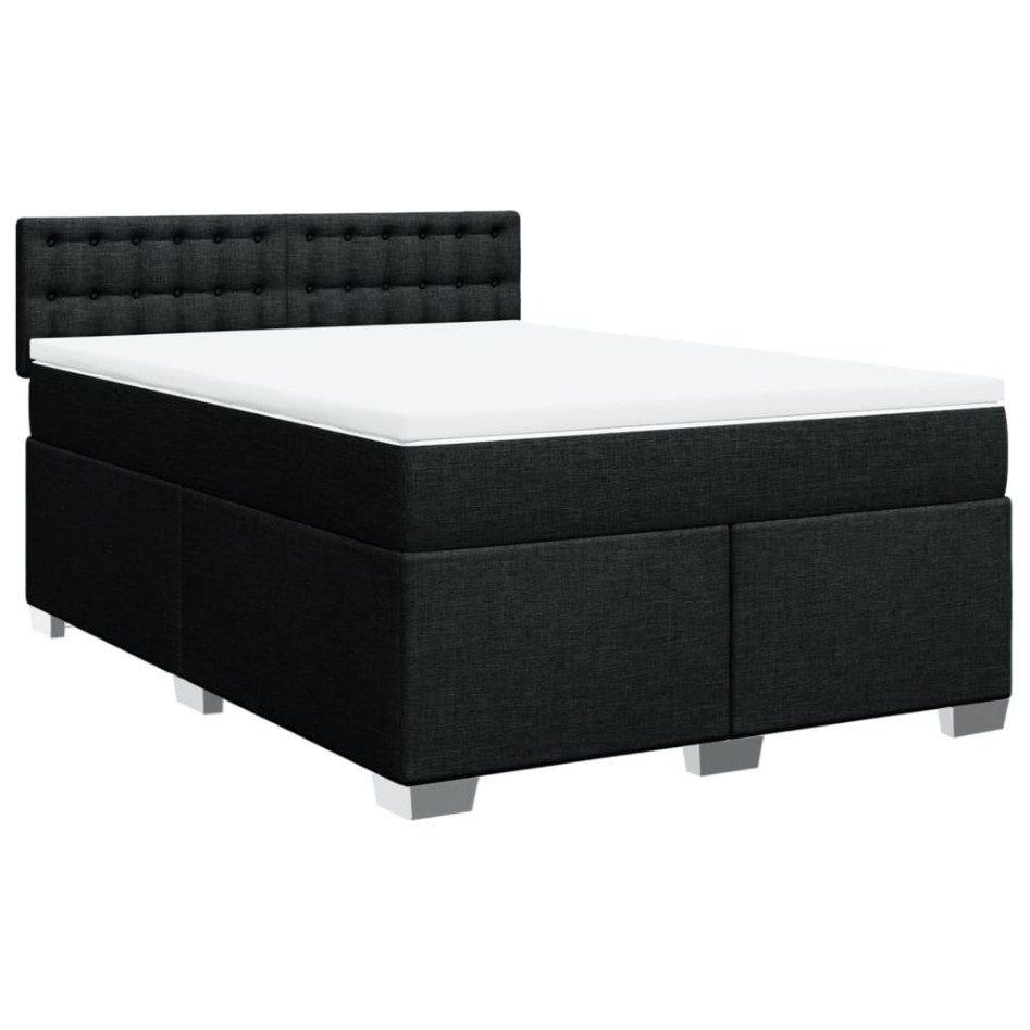 Cama box spring con colchón tela negro 160x200