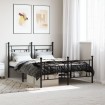 Estructura de cama cabecero y estribo metal negro 135x190 cm