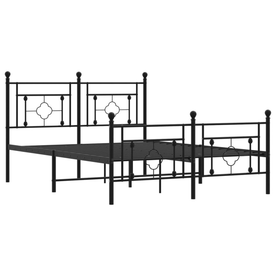 Estructura de cama cabecero y estribo metal negro 135x190