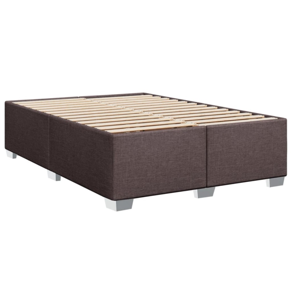 Cama box spring con colchón tela marrón oscuro 140x200