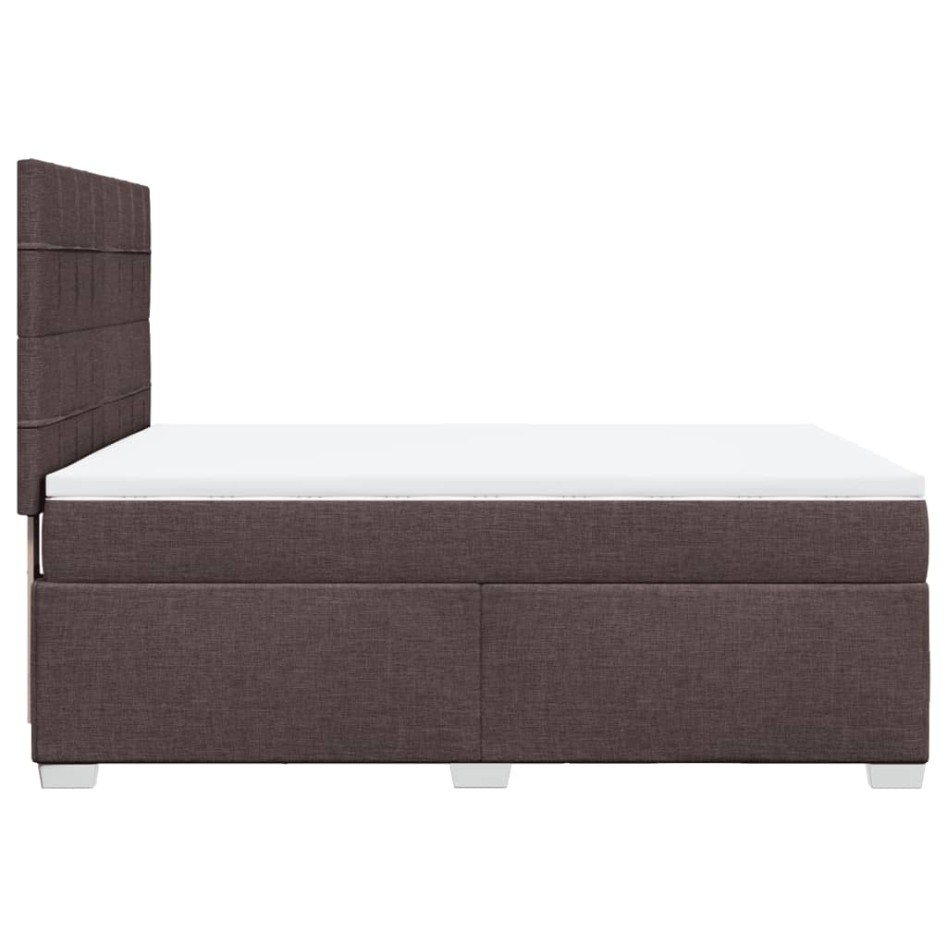 Cama box spring con colchón tela marrón oscuro 140x200
