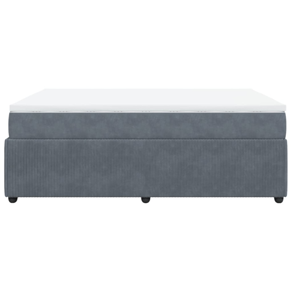 Cama box spring con colchón terciopelo gris oscuro 160x200