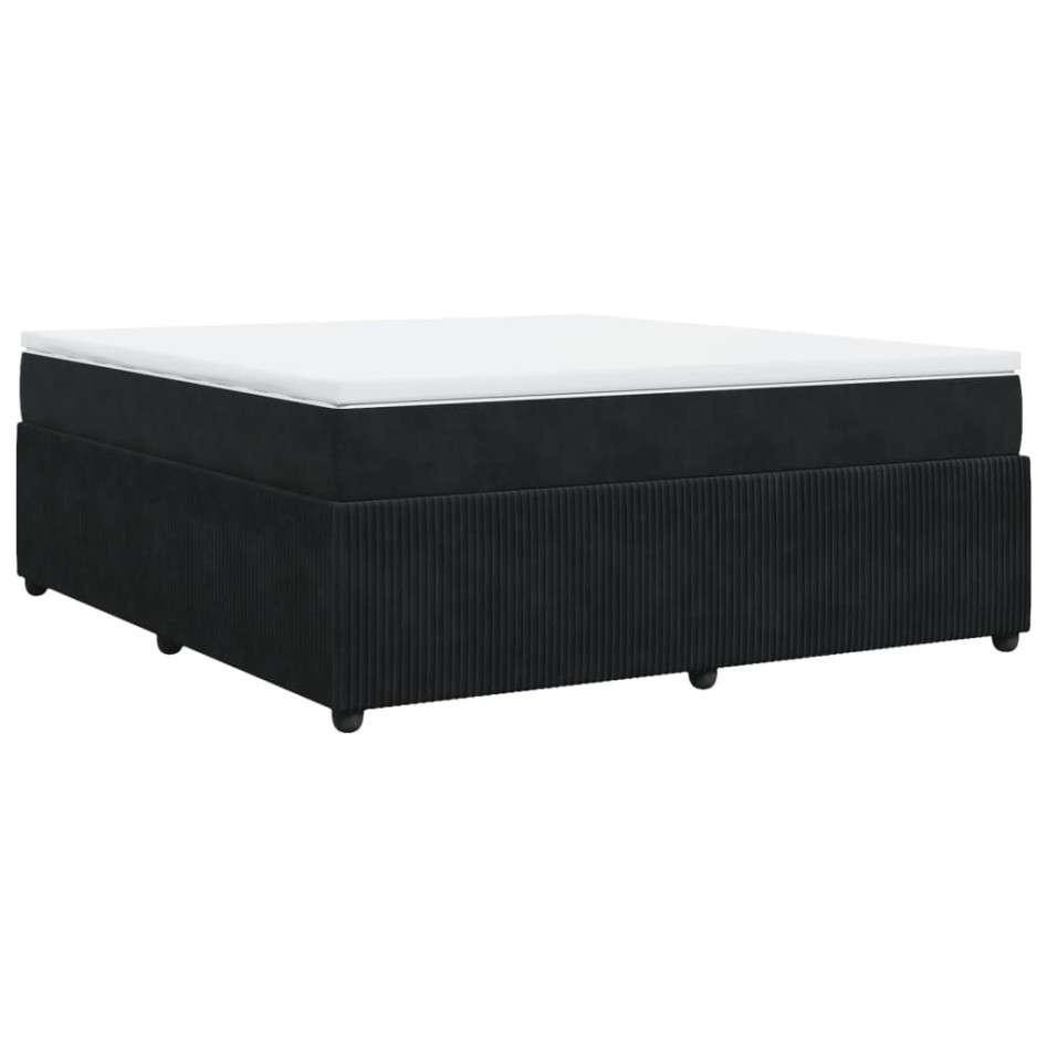 Cama box spring con colchón terciopelo negro 180x200
