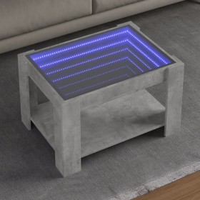 Mesa de centro y LED madera ingeniería gris hormigón