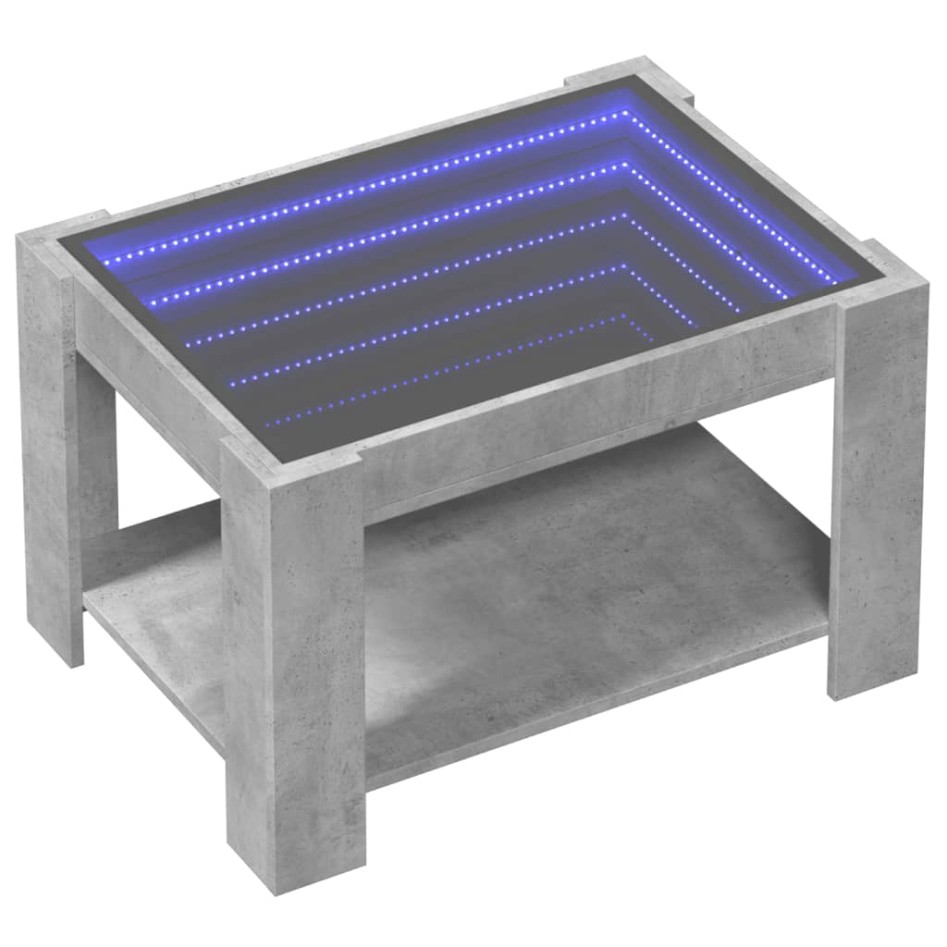 Mesa de centro y LED madera ingeniería gris hormigón