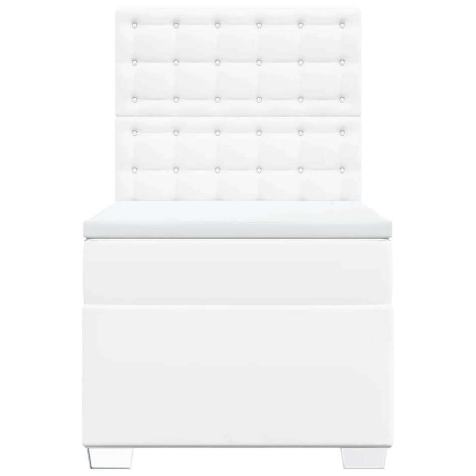 Cama box spring con colchón cuero sintético blanco 90x190