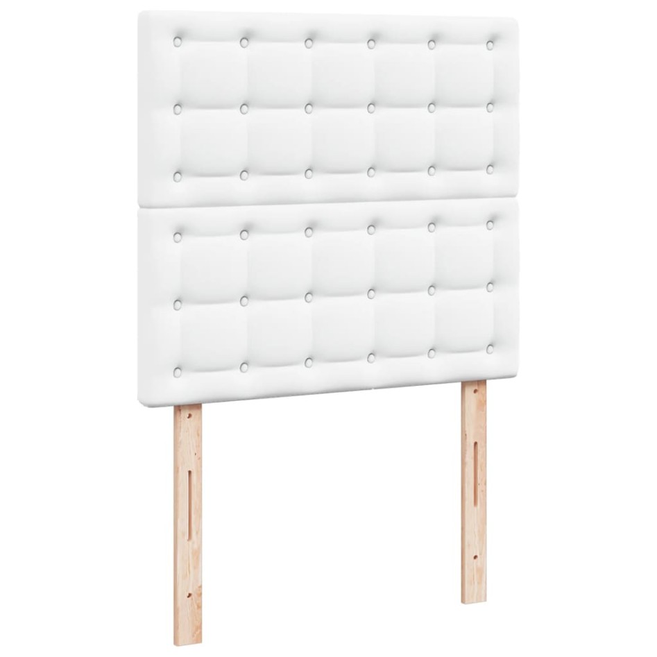 Cama box spring con colchón cuero sintético blanco 90x190