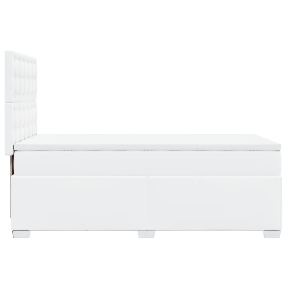 Cama box spring con colchón cuero sintético blanco 90x190