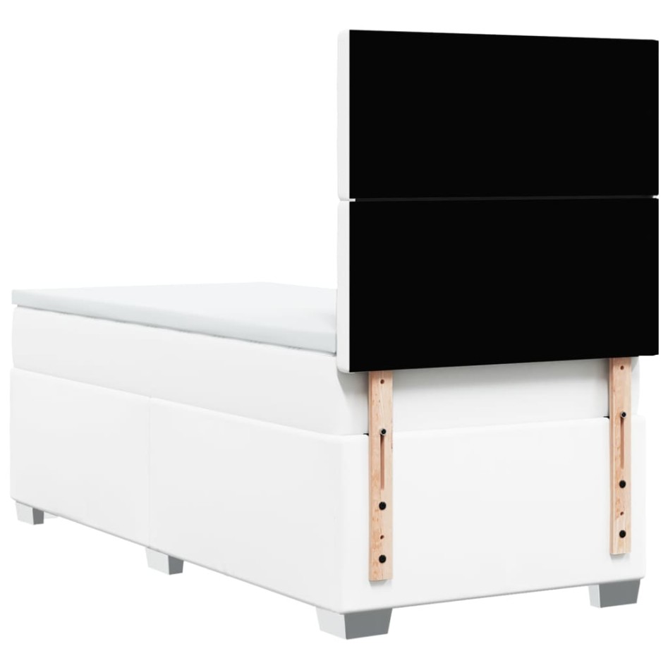 Cama box spring con colchón cuero sintético blanco 90x190