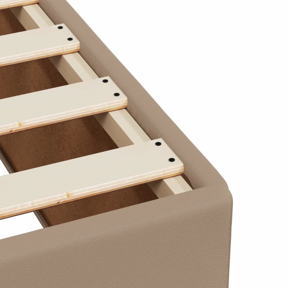 Cama box spring con colchón cuero sintético capuchino 90x190